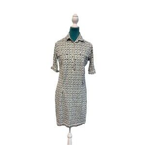 J. McLaughlin Catalina Cloth Geometric‎ Shirt Dress – Women’s Size S 3/4 Sleeve